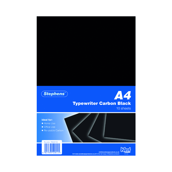 Stephens+Black+Typewriter+Carbon+A4+Paper+%28Pack+of+100%29+RS520153