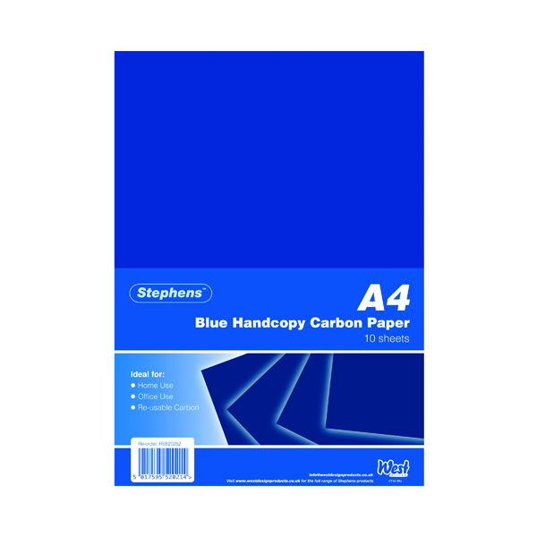 Stephens+Blue+A4+Hand+Carbon+Paper+%28Pack+of+100%29+RS520252