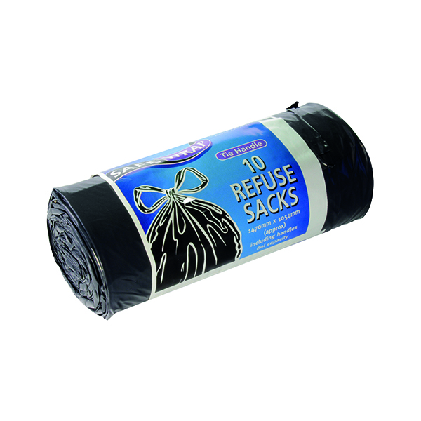 Safewrap+Tie+Handle+Refuse+Sacks+on+a+Roll+Black+%28Pack+of+40%29+0447