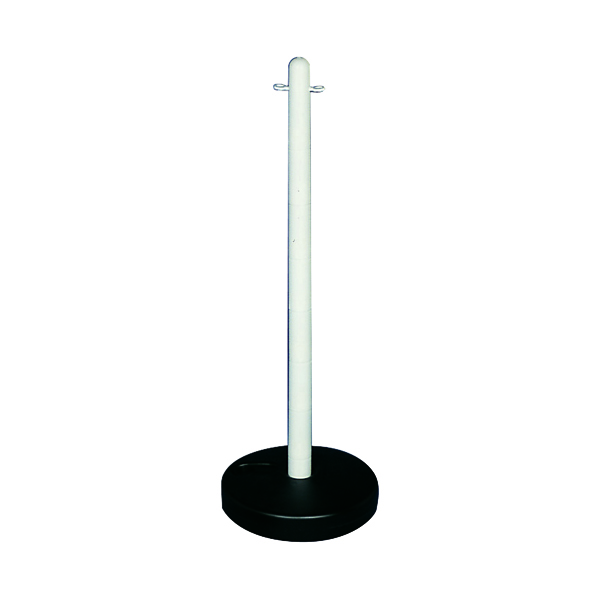 VFM White Freestanding Post With Circular Plastic Base 328349