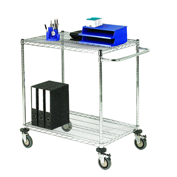 Mobile Trolley 2-Tier Chrome 372995
