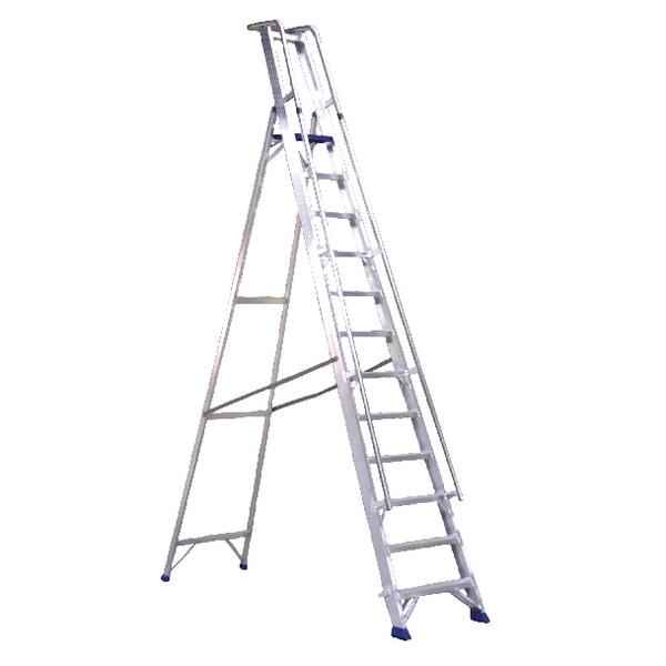 Aluminium Step Ladder With Platform 10 Steps 377860