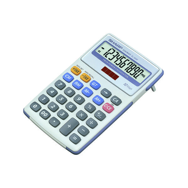 Sharp+White+and+Grey+10-Digit+Semi-Desktop+Calculator+EL334FB+%40DC-6