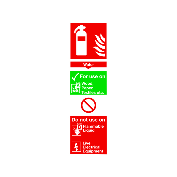 Safety Sign Fire Extinguisher Water 300x100mm PVC FR09425R
