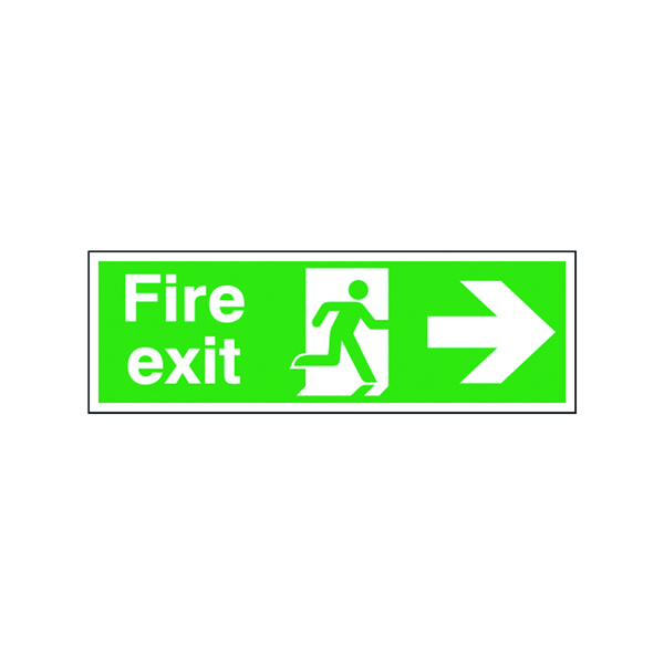 Safety Sign Fire Exit Running Man Arrow Right 150x450mm Self-Adhesive E99A/S