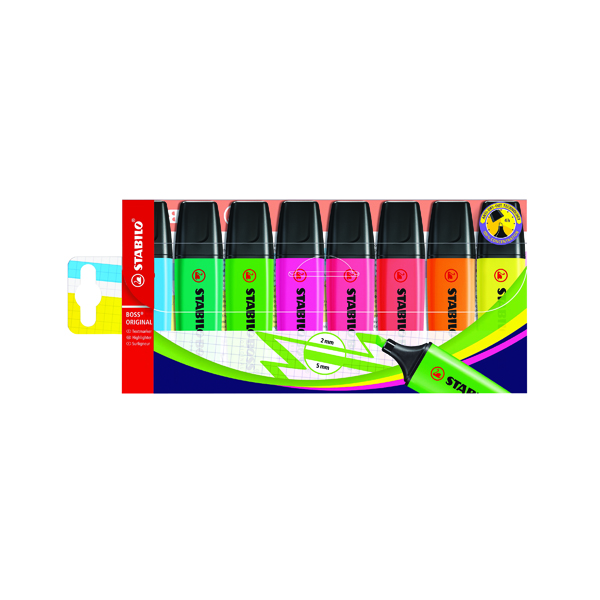 Stabilo+Boss+Original+Highlighters+Assorted+%28Pack+of+8%29+70%2F8