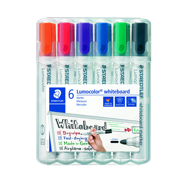 Staedtler+Lumocolor+351+Drywipe+Marker+Assorted+%28Pack+of+6%29+351+WP6