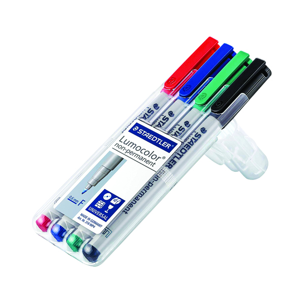 Staedtler Lumocolour Non-Permanent Fine Assorted (Pack of 4) 316-WP4
