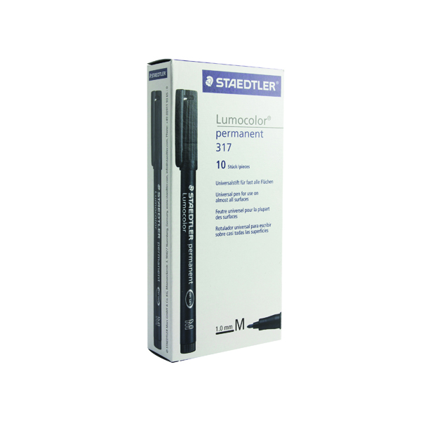 Staedtler+Lumocolour+Pen+Permanent+Medium+Black+%28Pack+of+10%29+317-9