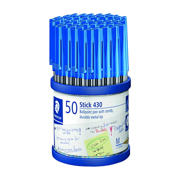 Staedtler+Stick+430+Ballpoint+Pen+Medium+Blue+%28Pack+of+50%29+430-M3