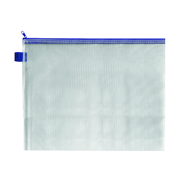 BDS+Mesh+Zip+Bag+360x275mm+Blue+%28Pack+of+5%29+ZIPPER+BLUE