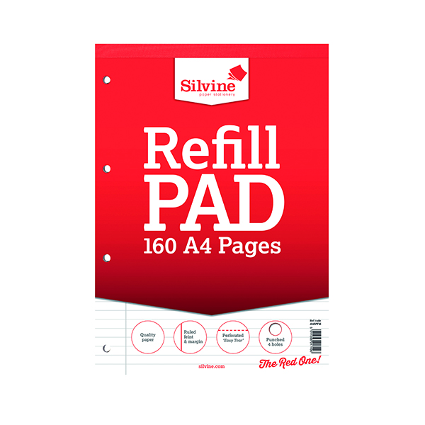 Silvine+Ruled+Headbound+Refill+Pad+A4+160+Pages+%28Pack+of+6%29+A4RPFM