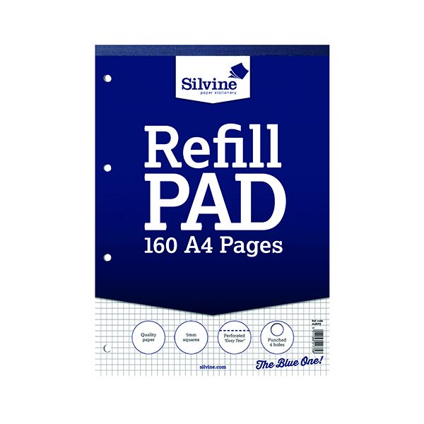 Silvine 5mm Square Headbound Refill Pad A4 160 Pages (Pack of 6) A4RPX