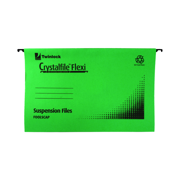 Rexel Crystalfile Flexi Standard Foolscap Green (Pack of 50) 3000040