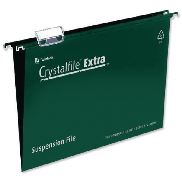 Rexel+Crystalfile+Extra+15mm+Suspension+File+A4+Green+%28Pack+of+25%29+70634
